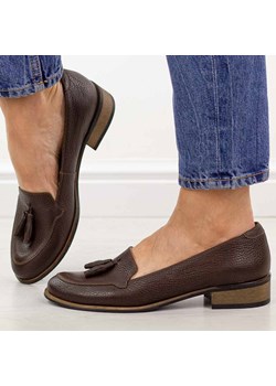 Czekoladowe skórzane Polskie mokasyny damskie Deoni D163A ze sklepu suzana.pl w kategorii Mokasyny damskie - zdjęcie 189010178
