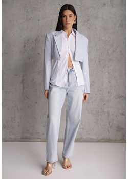 Niebieskie Jeansy z Bawełny Mom Fit High Waist Ozdobione Paskiem Minno ze sklepu renee.pl w kategorii Jeansy damskie - zdjęcie 189010646