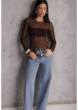 Niebieskie Szerokie Jeansy z Bawełną i Lyocellem High Waist Nansailah ze sklepu renee.pl w kategorii Jeansy damskie - zdjęcie 189010658