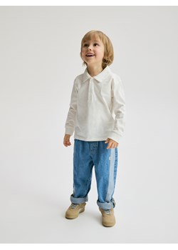 Reserved - Longsleeve polo - złamana biel ze sklepu Reserved w kategorii T-shirty chłopięce - zdjęcie 189010768
