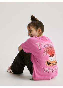 Reserved - T-shirt z nadrukiem Inside Out - fuksja ze sklepu Reserved w kategorii Bluzki dziewczęce - zdjęcie 189010785