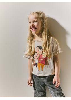 Reserved - T-shirt Pucio - kremowy ze sklepu Reserved w kategorii Bluzki dziewczęce - zdjęcie 189010885