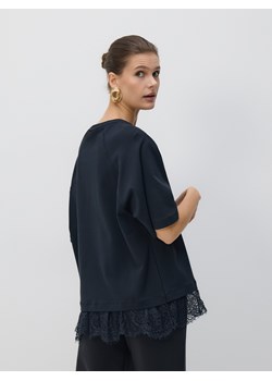 Reserved - T-shirt z bawełny merceryzowanej - czarny ze sklepu Reserved w kategorii Bluzki damskie - zdjęcie 189010956