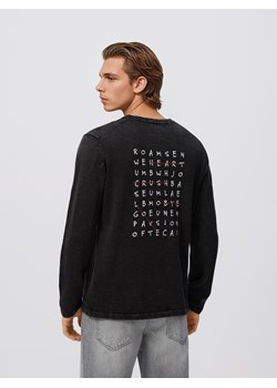 Reserved - Longsleeve z haftem - czarny ze sklepu Reserved w kategorii T-shirty męskie - zdjęcie 189011159