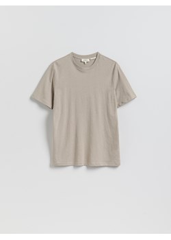 Reserved - T-shirt regular fit z lnem - beżowy ze sklepu Reserved w kategorii T-shirty męskie - zdjęcie 189011487