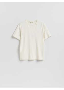 Reserved - T-shirt regular z włóknem bambusowym - złamana biel ze sklepu Reserved w kategorii T-shirty męskie - zdjęcie 189011496