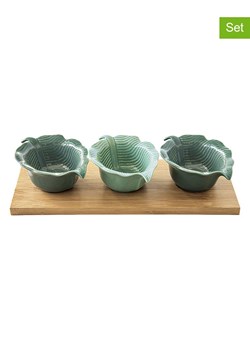 Easy Life 4-częściowy zestaw "Madagascar" w kolorze zielono-beżowym do serwowania ze sklepu Limango Polska w kategorii Misy i tace dekoracyjne - zdjęcie 189018316