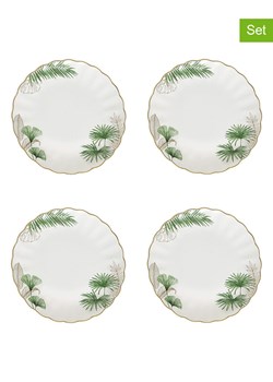 Easy Life Talerzyki deserowe (4 szt.) "Exotique" w kolorze biało-zielonym - Ø 19 cm ze sklepu Limango Polska w kategorii Naczynia - zdjęcie 189018358