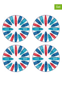 Easy Life Talerzyki deserowe (4 szt.) w kolorze biało-niebiesko-czerwonym - Ø 21 cm ze sklepu Limango Polska w kategorii Naczynia - zdjęcie 189018445