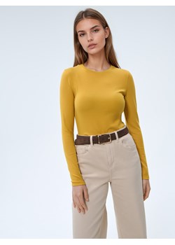 Mohito - Musztardowa bluzka basic z modalem - oliwkowy ze sklepu Mohito w kategorii Bluzki damskie - zdjęcie 189022637