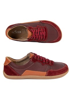 Barefoot damskie skórzane ALMA – miejskie buty casual zero drop bordowe ze sklepu butyolivier w kategorii Półbuty damskie - zdjęcie 189023008