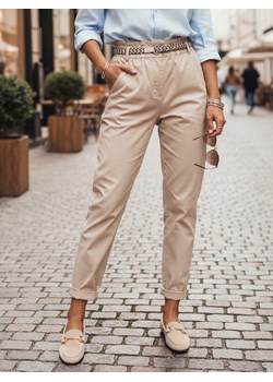 Spodnie damskie materiałowe ERLON jasnobeżowe Dstreet UY2027 ze sklepu DSTREET.PL w kategorii Spodnie damskie - zdjęcie 189024667