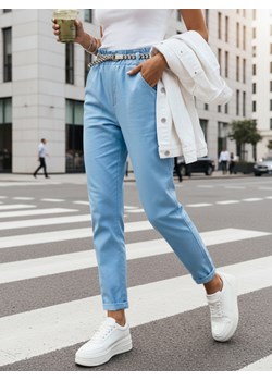 Spodnie damskie materiałowe ERLON błękitne Dstreet UY2028 ze sklepu DSTREET.PL w kategorii Spodnie damskie - zdjęcie 189024675