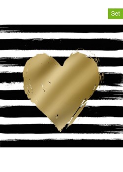 ppd Serwetki (40 szt.) "Heart &amp; Stripes" w kolorze czarno-złotym ze sklepu Limango Polska w kategorii Akcesoria kuchenne - zdjęcie 189025887