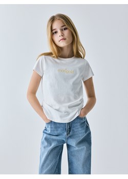 Reserved - T-shirt z haftem - złamana biel ze sklepu Reserved w kategorii Bluzki dziewczęce - zdjęcie 189026996