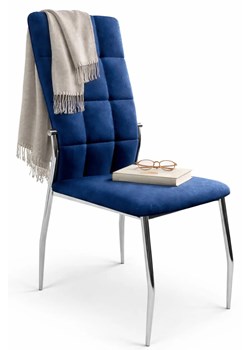 Granatowe pikowane krzesło do salonu C3-T47 ze sklepu Edinos.pl w kategorii Krzesła - zdjęcie 189027779