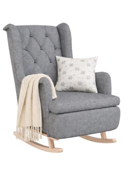 Jasnoszary pikowany fotel bujany F7-W30 ze sklepu Edinos.pl w kategorii Fotele - zdjęcie 189027788