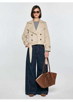 Trencz damski krótki beżowy Barretta 801 ze sklepu Big Star w kategorii Płaszcze damskie - zdjęcie 189030447