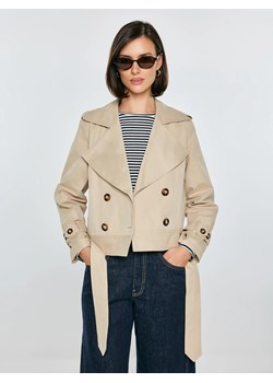 Trencz damski krótki beżowy Barretta 801 ze sklepu Big Star w kategorii Płaszcze damskie - zdjęcie 189030448
