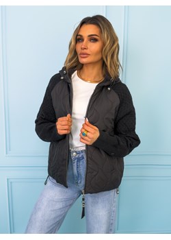 KURTKA PRZEJŚCIOWA ZE SWETERKOWYMI RĘKAWAMI- CZARNA ze sklepu olika.com.pl w kategorii Kurtki damskie - zdjęcie 189033407