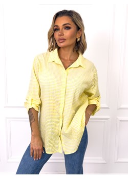 KOSZULA W DROBNĄ KRATKĘ ZAPINANA NA GUZIKI- ŻÓŁTA ze sklepu olika.com.pl w kategorii Koszule damskie - zdjęcie 189033669