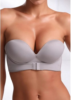 Biustonosz push up zapinany z przodu - Szary / 70A ze sklepu Valetta.pl w kategorii Biustonosze - zdjęcie 189034686