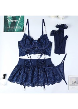 Komplet bielizny ze spódniczką - Granatowy S ze sklepu Intimica.pl w kategorii Komplety bielizny damskiej - zdjęcie 189034698