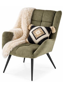 Skandynawski oliwkowy fotel uszak T4-M86 ze sklepu Edinos.pl w kategorii Fotele - zdjęcie 189035218