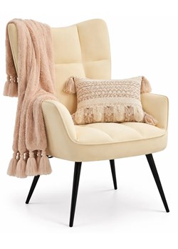 Kremowy pikowany fotel wypoczynkowy R8-P82 ze sklepu Edinos.pl w kategorii Fotele - zdjęcie 189035226