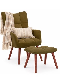 Brązowy tapicerowany welurem fotel pikowany B6-C39 ze sklepu Edinos.pl w kategorii Fotele - zdjęcie 189035229