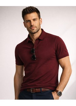 Koszulka polo męska bordowa regular Recea ze sklepu Recea.pl w kategorii T-shirty męskie - zdjęcie 189036705
