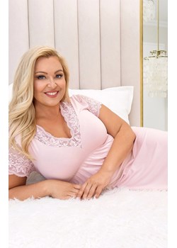 Koszula nocna damska z koronką pudrowy róż plus size Sonia, Kolor róż pudrowy, Rozmiar 3XL, Donna ze sklepu Intymna w kategorii Koszule nocne - zdjęcie 189036759