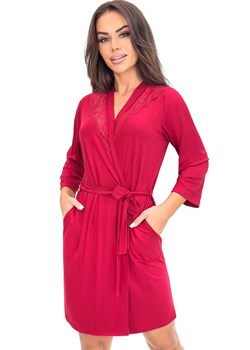 Elegancki szlafrok damski bordowy z koronką  Sonia, Kolor bordowy, Rozmiar S, Donna ze sklepu Intymna w kategorii Szlafroki damskie - zdjęcie 189036766