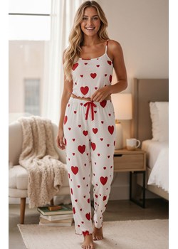 Piżama damska dwuczęściowa w serduszka VALLENTINA, Kolor biało-czerwony, Rozmiar S, Passion ze sklepu Intymna w kategorii Piżamy damskie - zdjęcie 189036818