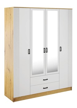 Szafa czterodrzwiowa z lustrem dąb artisan + biały G3-Z60 ze sklepu Edinos.pl w kategorii Szafy - zdjęcie 189036968