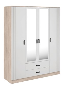 Skandynawska szafa z lustrem dąb sonoma + biały F7-K83 ze sklepu Edinos.pl w kategorii Szafy - zdjęcie 189036976