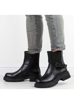 Czarne skórzane botki damskie Sergio Leone Tr719-S ze sklepu suzana.pl w kategorii Botki - zdjęcie 189039375