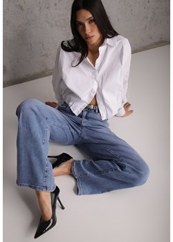 Niebieskie Jeansy Wide Leg High Waist z Elastycznego Denimu z Bawełną Jelimia ze sklepu renee.pl w kategorii Jeansy damskie - zdjęcie 189041856