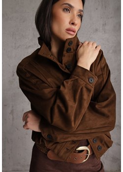 Brązowa Kurtka Bomber Jacket Ozdobiona Guzikami Quilimi ze sklepu renee.pl w kategorii Kurtki damskie - zdjęcie 189041895