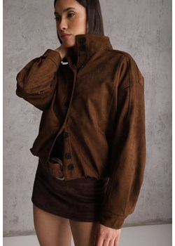 Brązowa Kurtka Bomber Jacket Ozdobiona Guzikami Quilimi ze sklepu renee.pl w kategorii Kurtki damskie - zdjęcie 189041897
