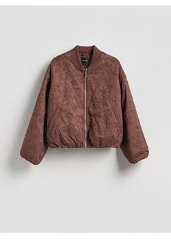 Reserved - Kurtka bomberka z haftem - ciemnobrązowy ze sklepu Reserved w kategorii Kurtki damskie - zdjęcie 189042235
