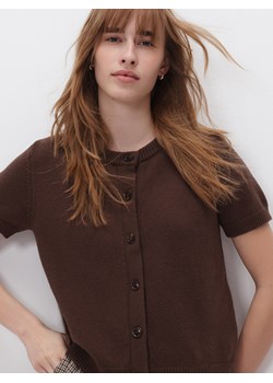 Reserved - Kardigan z krótkimi rękawami - brązowy ze sklepu Reserved w kategorii Swetry damskie - zdjęcie 189042247