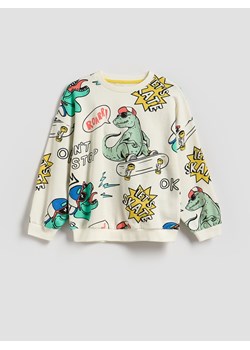 Reserved - Bluza oversize z nadrukiem - złamana biel ze sklepu Reserved w kategorii Bluzy chłopięce - zdjęcie 189042306