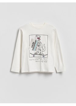 Reserved - Bawełniany longsleeve z nadrukiem - złamana biel ze sklepu Reserved w kategorii T-shirty chłopięce - zdjęcie 189042349