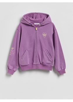 Reserved - Bawełniana bluza z kapturem - ciemnofioletowy ze sklepu Reserved w kategorii Bluzy dziewczęce - zdjęcie 189042648