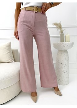 Pudrowe Materiałowe Spodnie z Szerokimi Nogawkami ze sklepu ModnaKiecka.pl w kategorii Spodnie damskie - zdjęcie 189058106