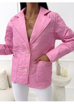 Pudrowa Lekka Kurtka z Kołnierzem ze sklepu ModnaKiecka.pl w kategorii Kurtki damskie - zdjęcie 189058156