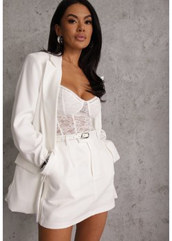 Biała Spódnica z Bawełną o Dopasowanym Kroju z Paskiem i Podszewką-Szortami Vitia ze sklepu renee.pl w kategorii Spódnice - zdjęcie 189062037