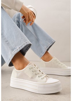 Beżowe Plecione Trampki na Platformie Irivana ze sklepu renee.pl w kategorii Trampki damskie - zdjęcie 189062189