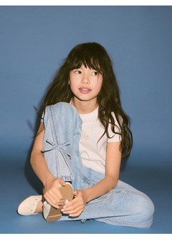 Reserved - Jeansy straight z kokardkami - niebieski ze sklepu Reserved w kategorii Spodnie dziewczęce - zdjęcie 189062286